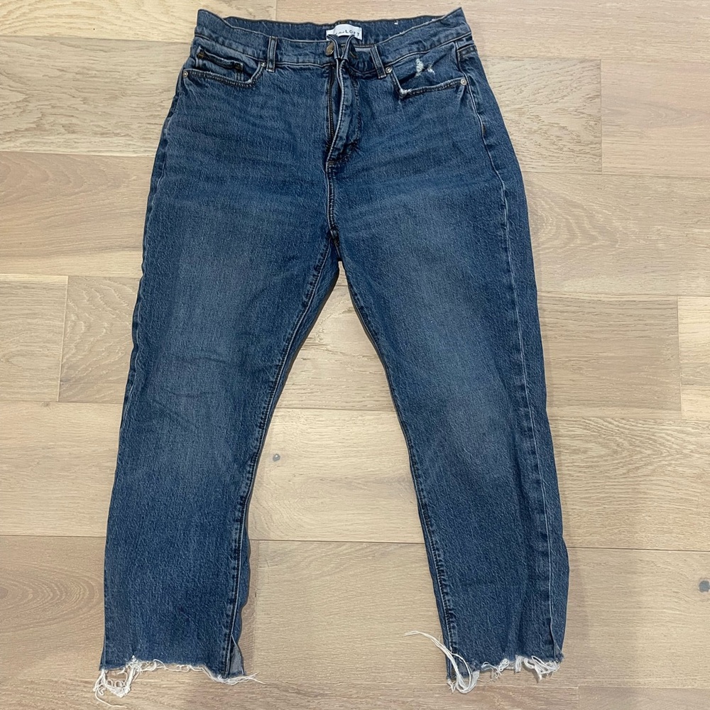 LOFT high waist straight crop jeans - frayed hem